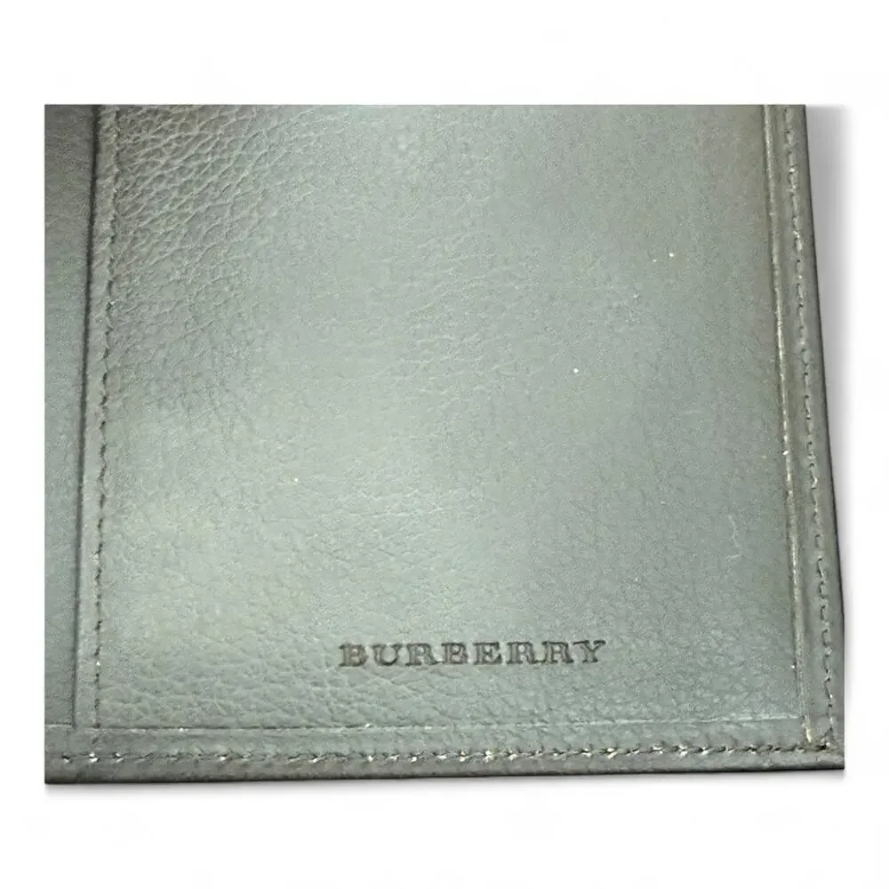 Burberry Wallet Dark Brown Leather Bifold Kisslock Nova Check Plaid NEW